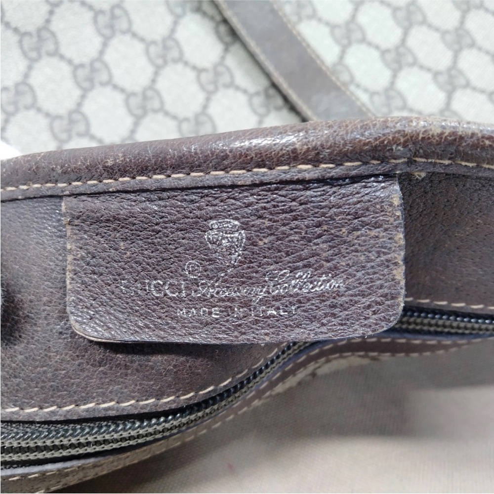 Gucci Vintage GG Canvas Web Stripe Tote Bag Brown Monogram Authentic - Picture 9 of 9